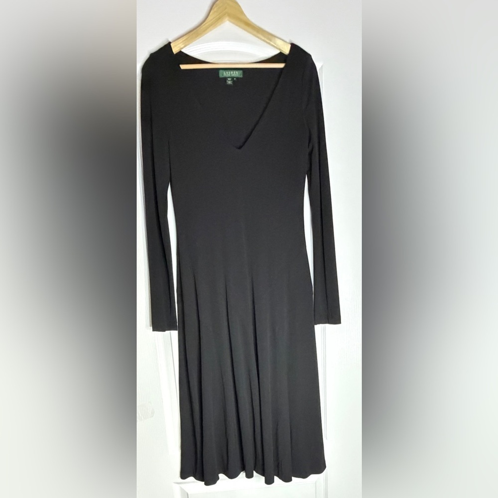 Ralph Lauren Classic Black Long Sleeve Dress, Size Medium